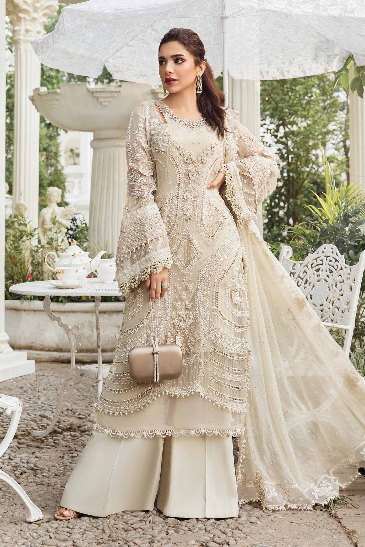 Maria B MPC-24-104 Ivory designer-inspired formal dress, full-length primary view